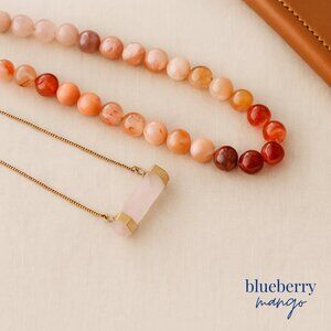 Layered Necklace Set | Fire Quartz, Rose Quartz & Cherry Blossom Agate Crystals